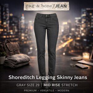 rag & bone JEAN Shoreditch Legging Skinny Jeans Gray Size 29 Stretch Mid Rise